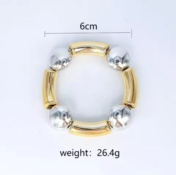 Metallic Glossy Elastic Bracelet Gold Silver For Discount