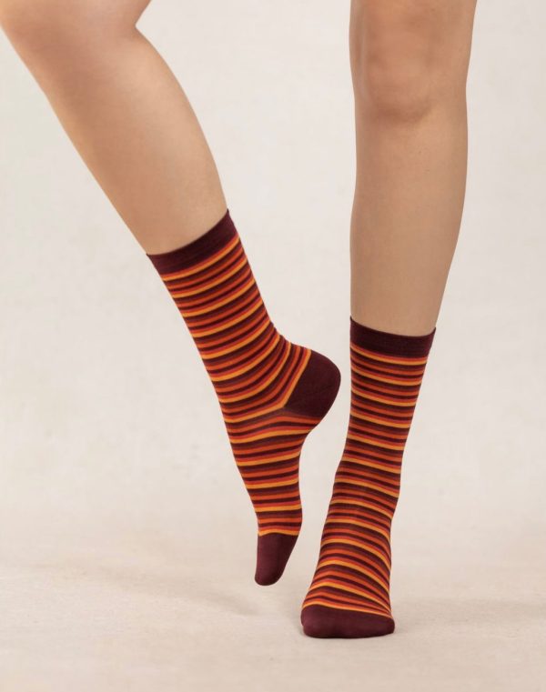 6472 Bordeaux Orange Stripe Sock Online