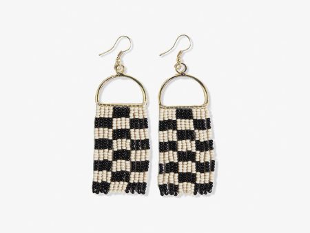 Allison Checkered Beaded Fringe Earrings Online now