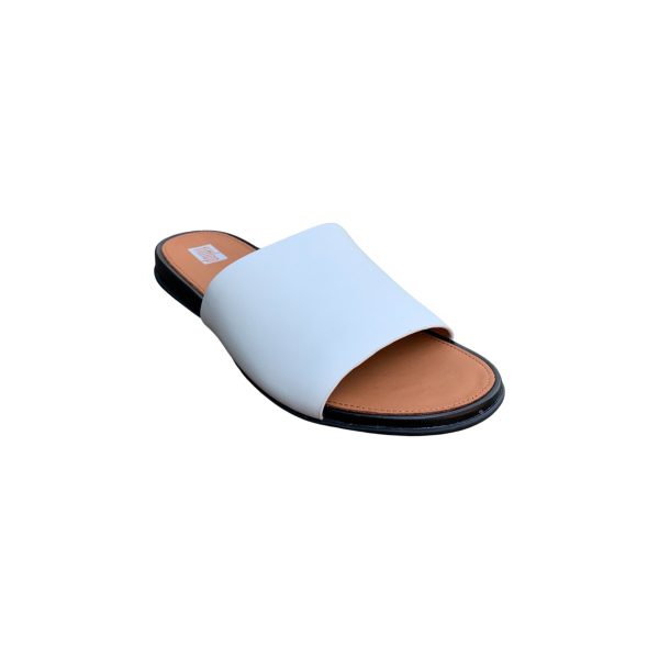 Gracie White Leather Pool Slide Sale