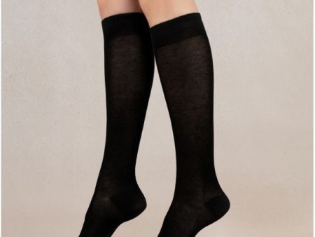 6125 Silk Lace Knee-High Socks Black For Sale