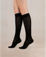 6125 Silk Lace Knee-High Socks Black For Sale