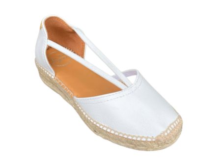 Erla White Leather Espadrille with Elastic Discount