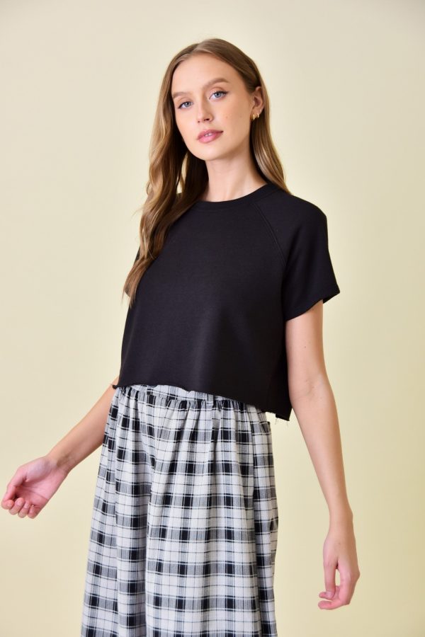 Raglan Sleeve Terry Crop Top Fashion