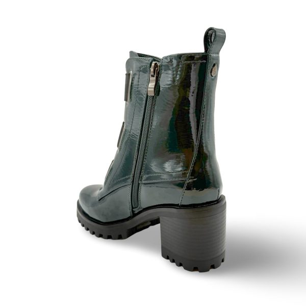 Believe WATERPROOF Vegan Dark Green Patent Boot Discount