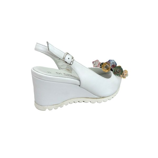 11025 White Jewel Wedge Sandal Cheap