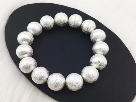 Metallic brushed beaded bracelet silver Cheap