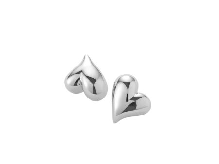 Art Heart Button Earrings - Silver on Sale