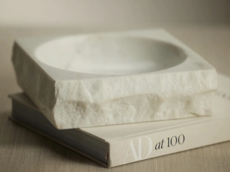 Rock Finish White Marble Square Bowl Hot on Sale