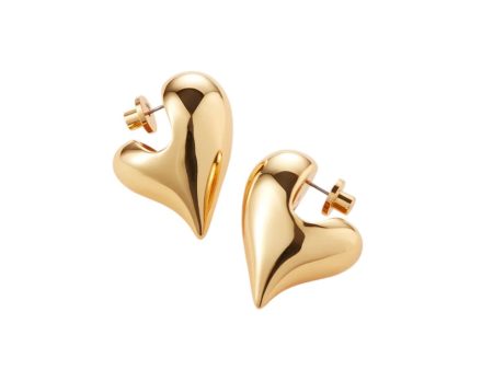 Art Heart Puff Earrings - Gold Online Sale