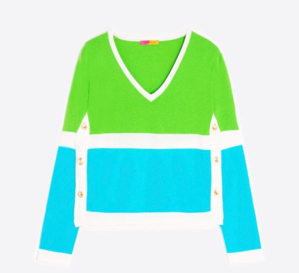 30905 Colour Block Knit Sweater Cheap