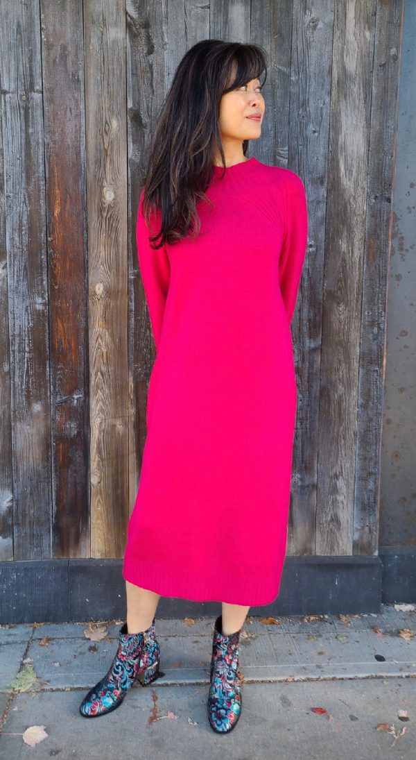 231114239 Magenta Sweater Dress Online Sale