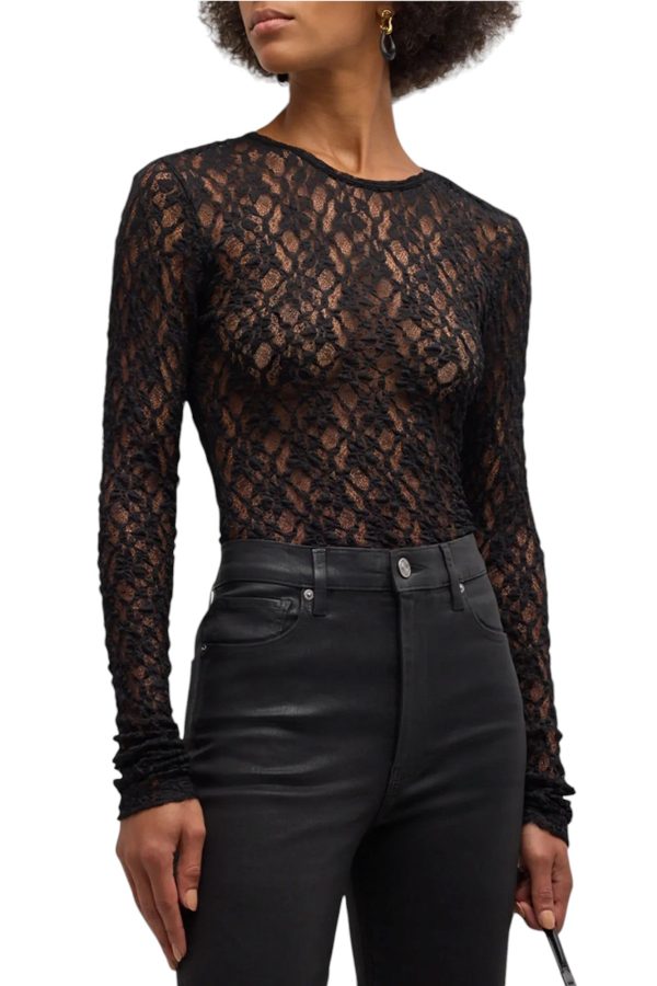 Mesh Lace Crewneck - Black Online Hot Sale