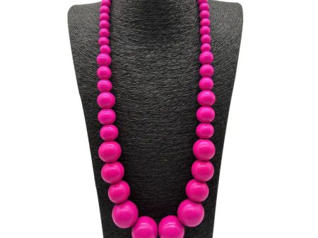 Wood Bead Fuchsia Necklace Online Hot Sale