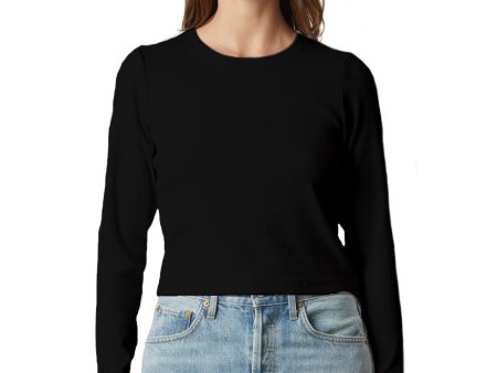 Nicole Viscose Rib Long Sleeve Tee - Black For Cheap