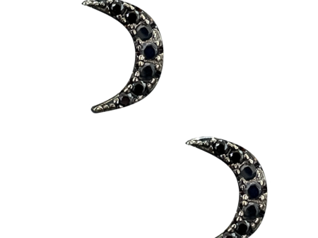 Black CZ Moon Studs Discount