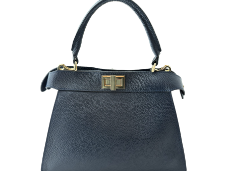 FH47852 Navy Double Lock Leather Bag Online