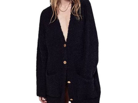 Boyfriend Boucle Cardi - Navy Discount