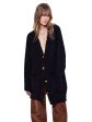 Boyfriend Boucle Cardi - Navy Discount