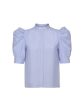 Ruched Puff Sleeve Shirt - Chambray Blue Hot on Sale