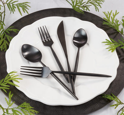 Dark Stainless Steel Flatware, Black - Set Of 5 Hot on Sale