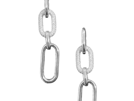 Pave Link Earring - Silver Online Sale