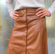 6531 Camel Vegan Leather Skirt Online now