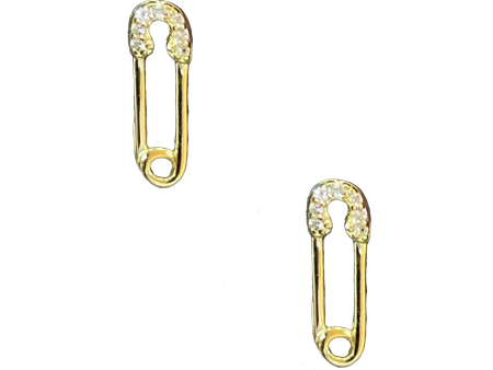 Mini Safety Pin Earrings - Gold Sale