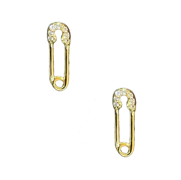 Mini Safety Pin Earrings - Gold Sale