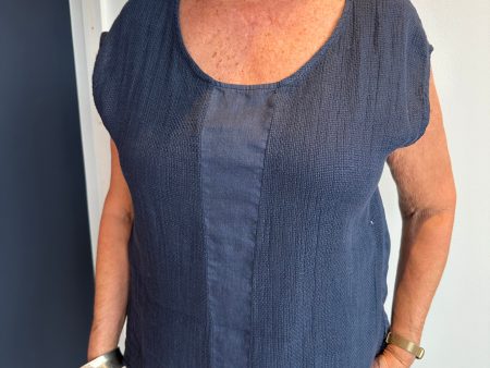 FT5 Cronet Blue Linen Top For Cheap