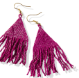 LEXIE Solid Beaded Magenta Fringe Earrings Online