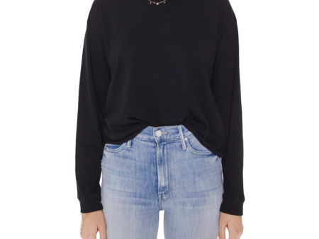 The Long Sleeve Slouchy Cut Off - Black Hot on Sale