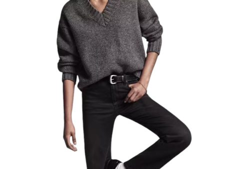 Chunky V-Neck Sweater - Charcoal Heather Sale