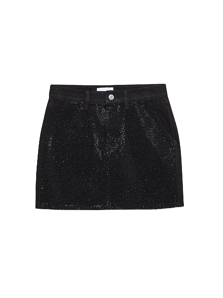 Le Mini Rhinestone Skirt - Noir Glitz Online