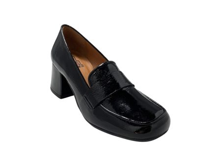 Siana Black Patent Loafer Heel For Cheap