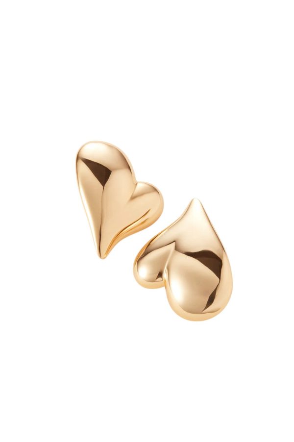 Mega Art Heart Button Earrings - Gold Fashion