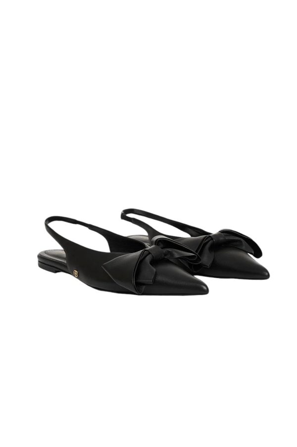 Nina Slingback Flats with Bow - Black Sale