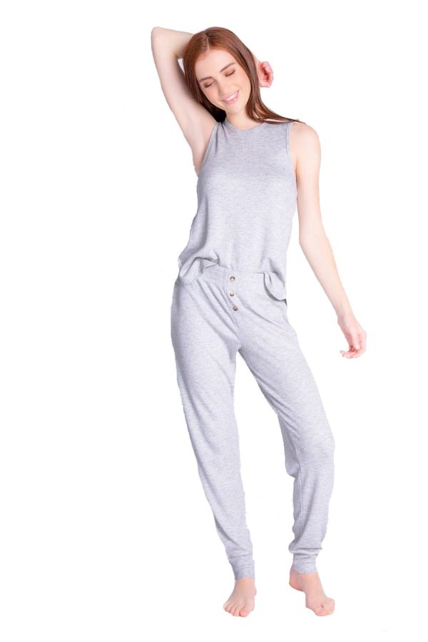 Grey Texture Lounge Pant Tank Set Online