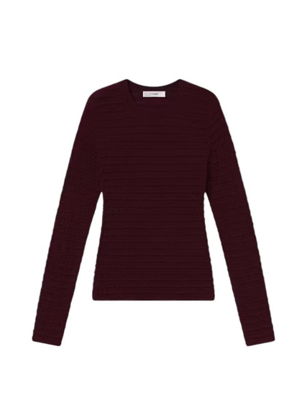 Smocked Crewneck - Wine Online Hot Sale