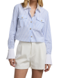 Aliana Pinstripe Shirt - White Light Blue Online Hot Sale