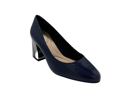 Boric Navy Leather Pump For Sale