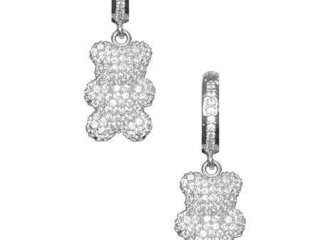 Gummy Bear Hoops Charms - Silver Clear Crystal on Sale