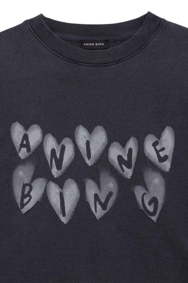 Spencer Sweatshirt Hearts - Washed Black Hot on Sale