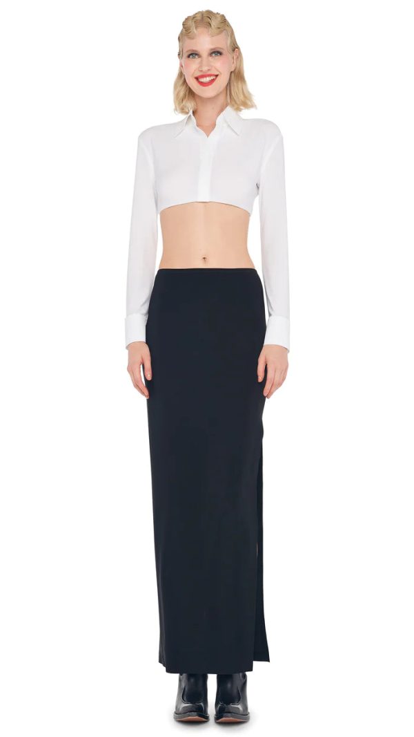 Side Slit Long Skirt - Black Cheap