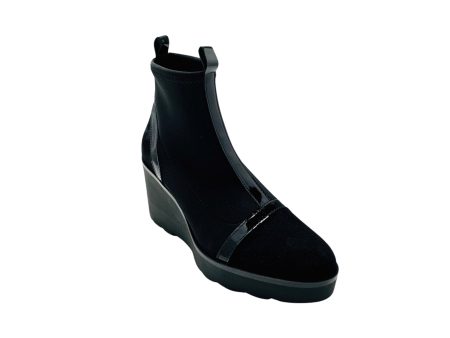 9754 Black Wedge Stretch Bootie Discount