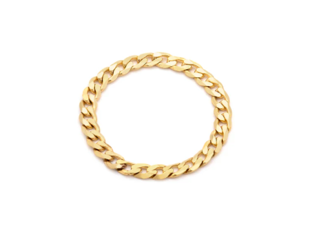 Cubano Chain Ring - Solid 14k Gold For Sale