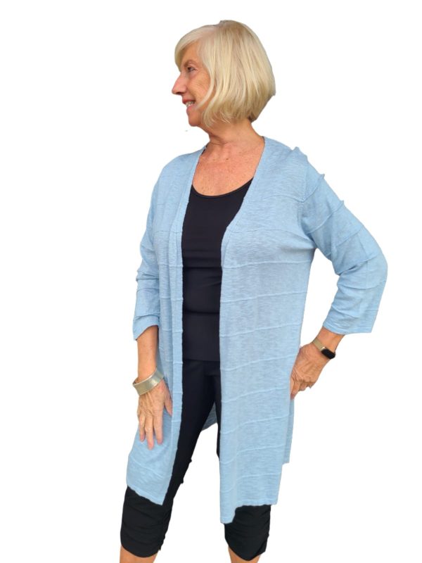 5686 Blue Knit Cardigan Supply