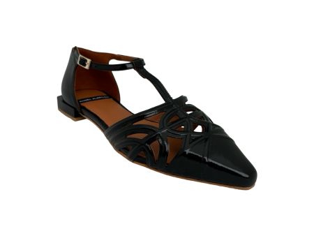 24001 Black T-Strap Flat Online Sale