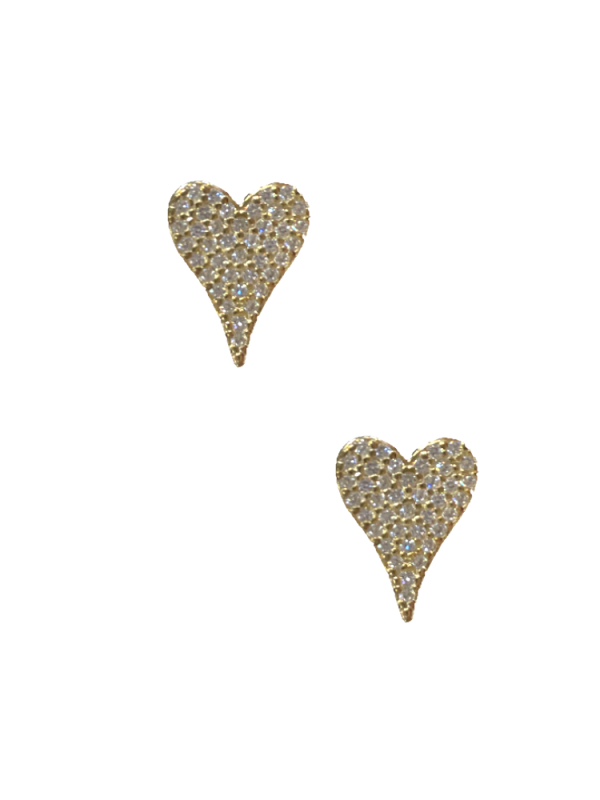 Large Pave Heart Studs Supply