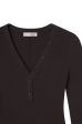 Slinky Long Sleeve Rib Henley - Chocolate Brown Supply